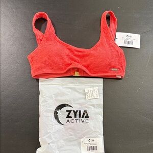 ZYIA Muted Peach Ribbed Clasp Back Bikini Top 1367L